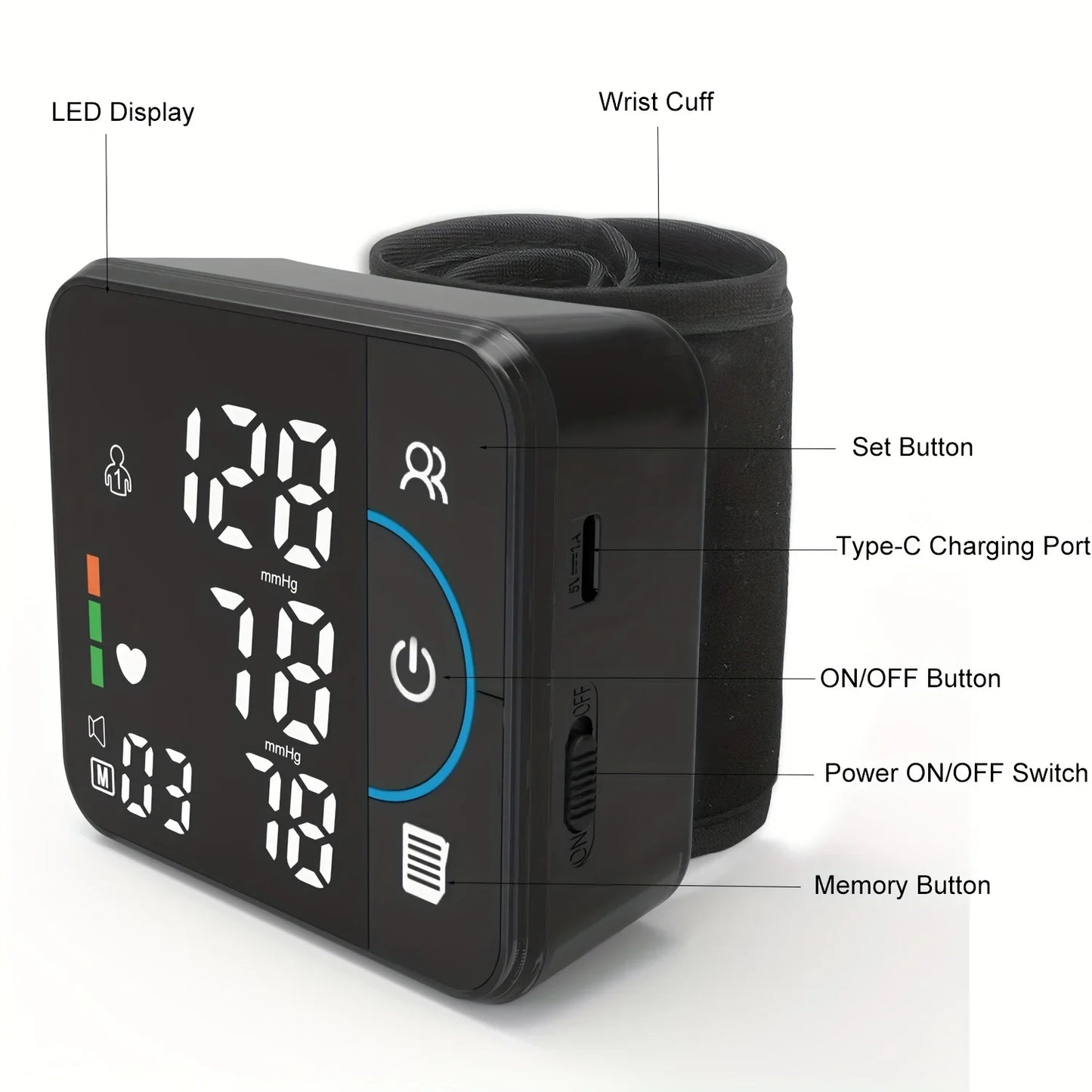 Schbit Portable Wrist Blood Pressure Monitor For Intelligent Health Monitoring