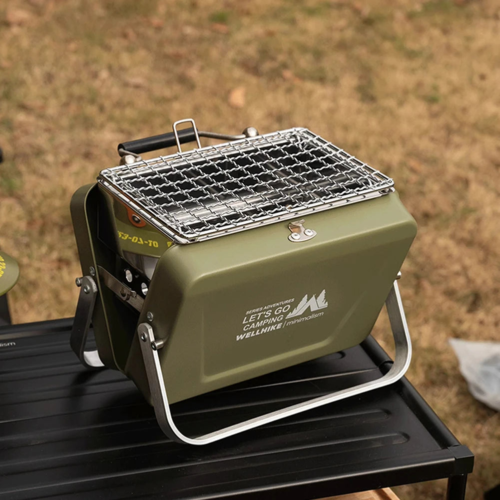 Portable Camping Stove With Handle Stainless Steel Grill Outdoors