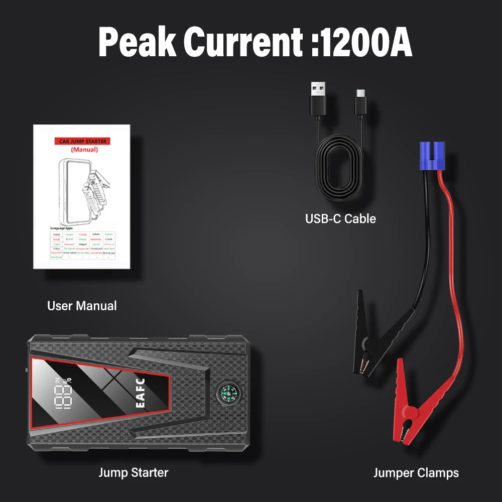 2000A/1200A/600A Car Jump Starter Power Bank Car Battery Booster Charger 12V Starting Device Petrol Diesel-Car Starter Buster