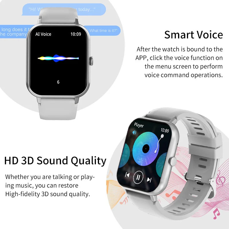 Smartwatch With Bluetooth Calling Heart Rate Blood Pressure Monitor