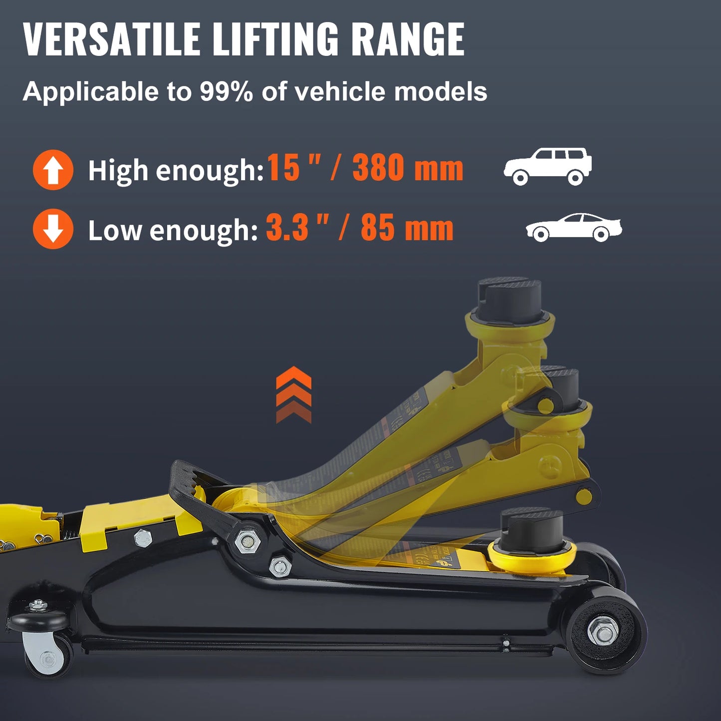 SucceBuy 2.5T Floor Hydraulic Jack Pneumatic Low Profile Floor Jack Heavy-Duty Steel Floor Jacks with Single Piston Lift Pump