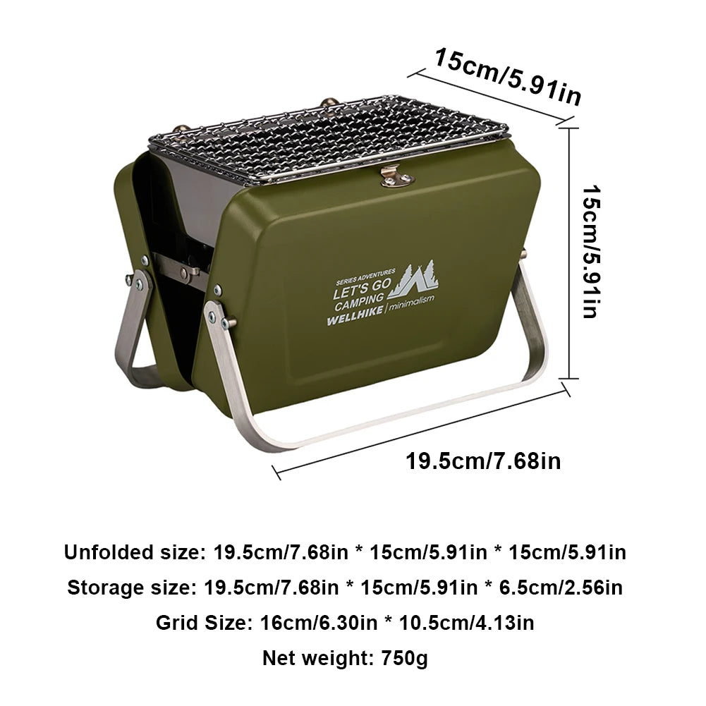 Portable Camping Stove With Handle Stainless Steel Grill Outdoors