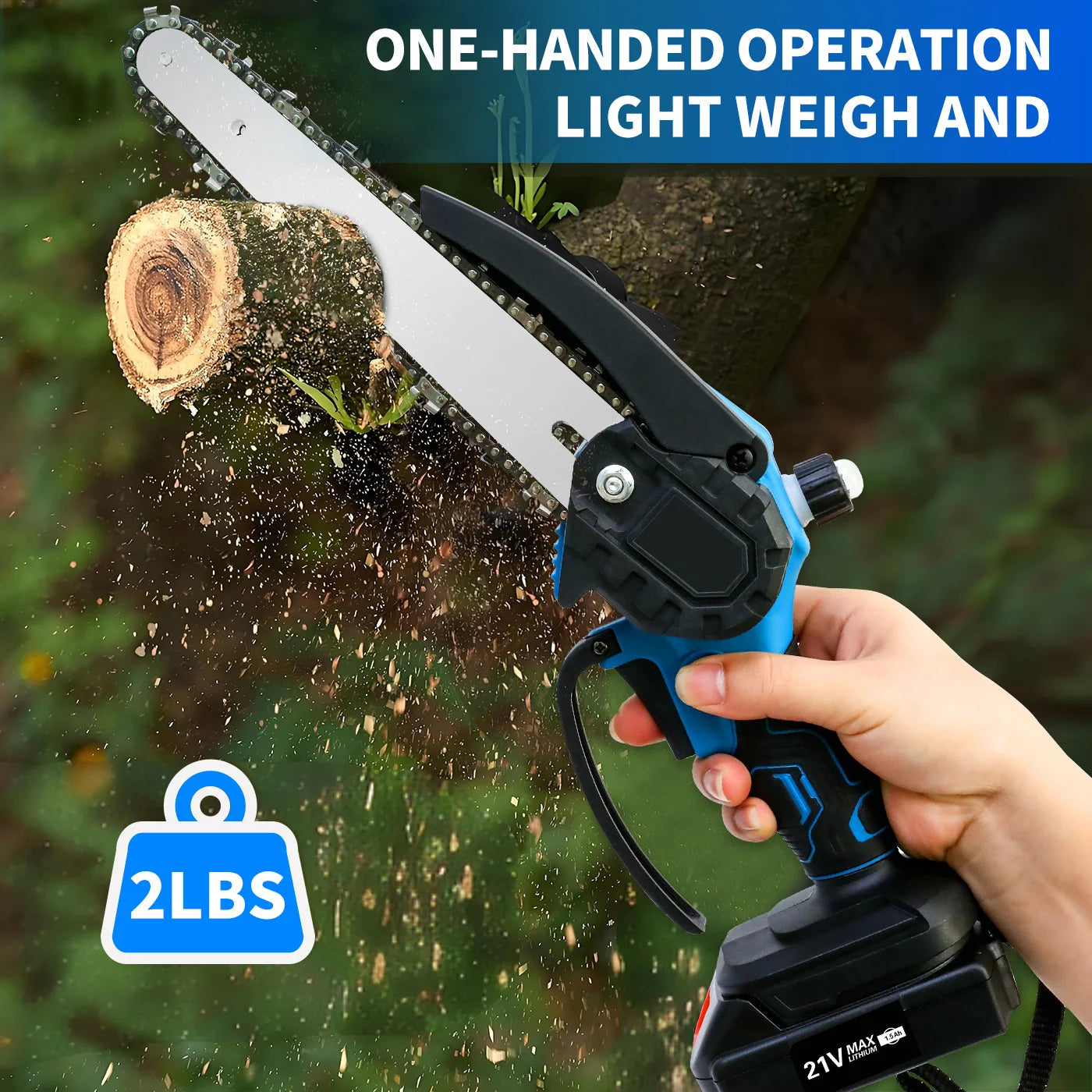 Cordless Chainsaw Electric 20V With 2 Batteries And 3 Chains