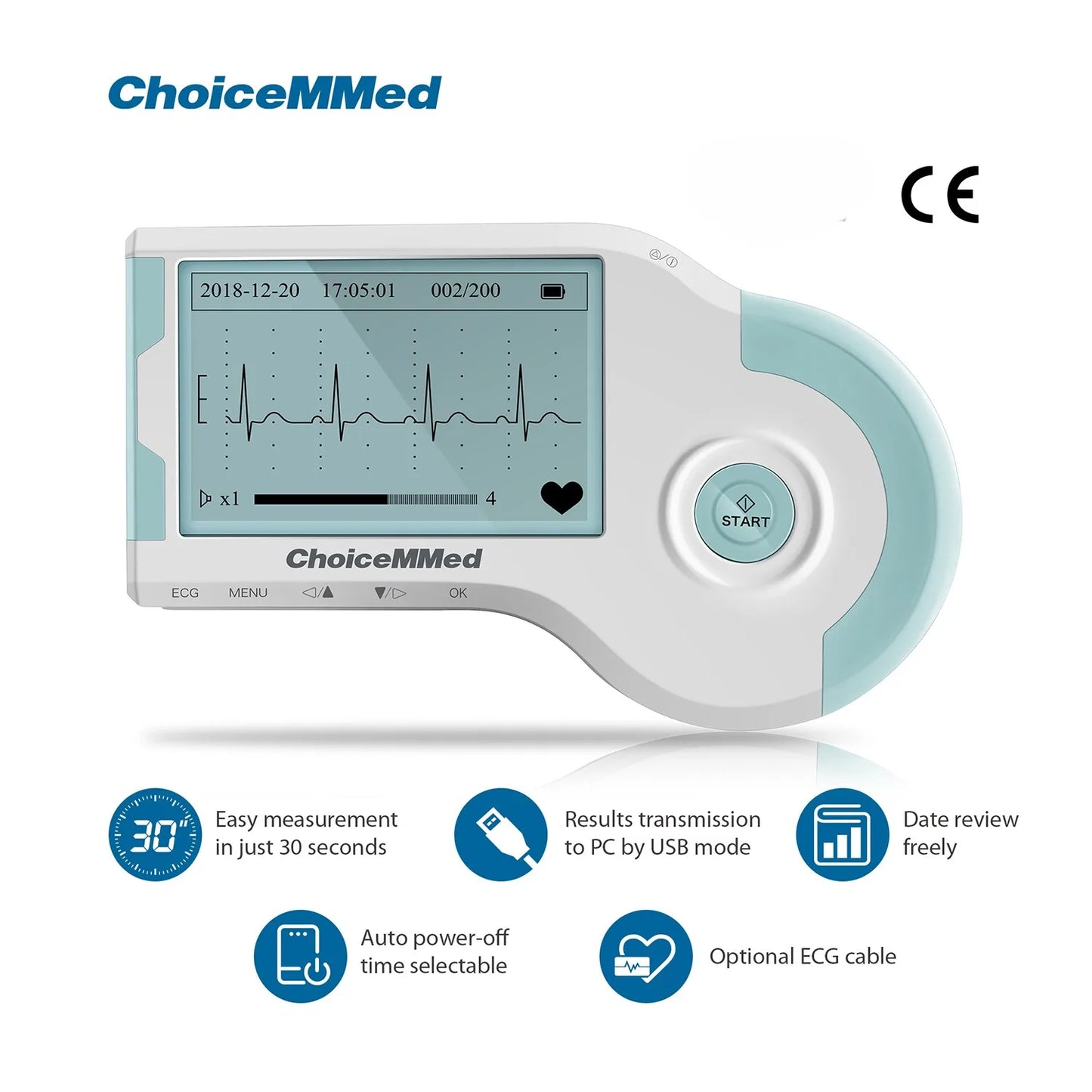 ChoiceMMed Handheld ECG Monitor Real Time Heart Rate Tracking