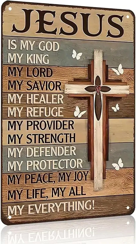 Dear Lord In Jesus Name I Pray Vintage Tin Sign Religious Wall Art