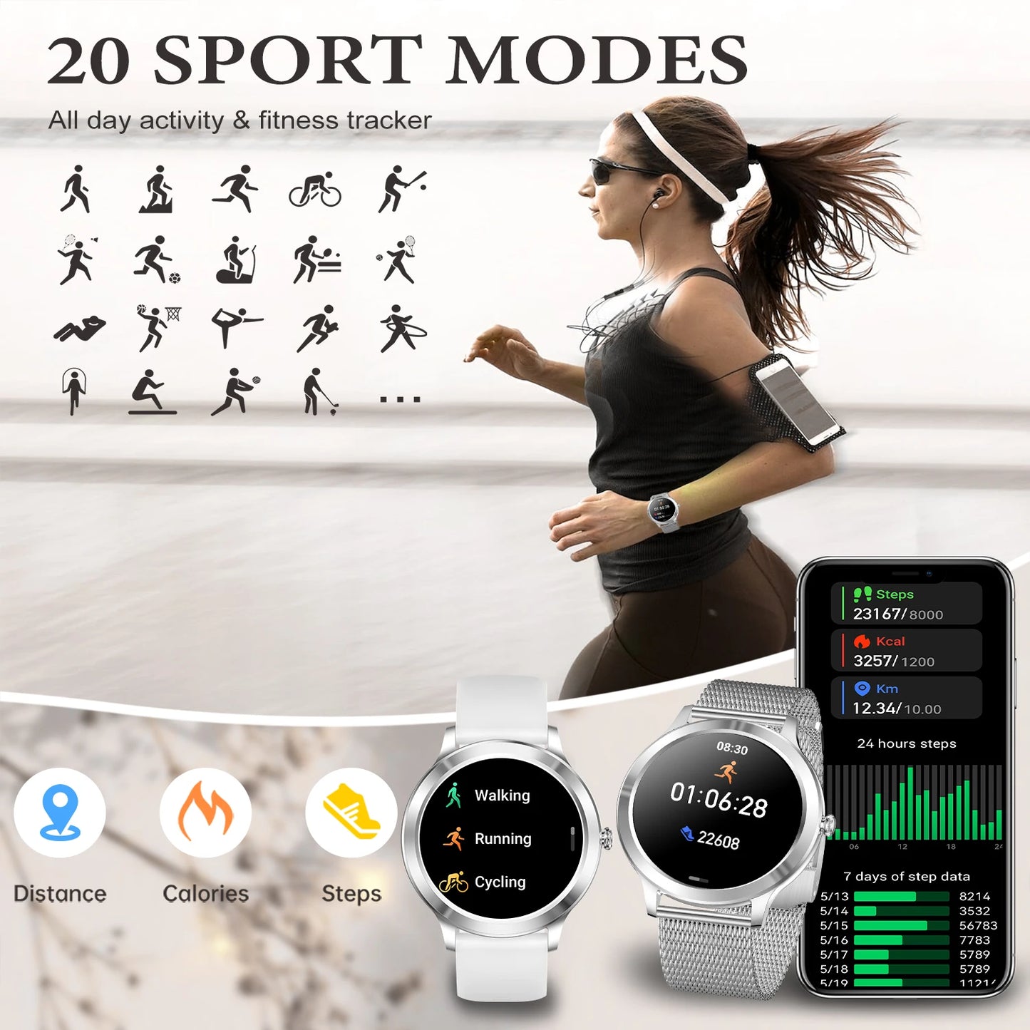 Touchscreen Smartwatch With Extra-Long Battery, Wireless Call/Message Alerts, Fitness Tracking, Smart Watch For Android & Iphone