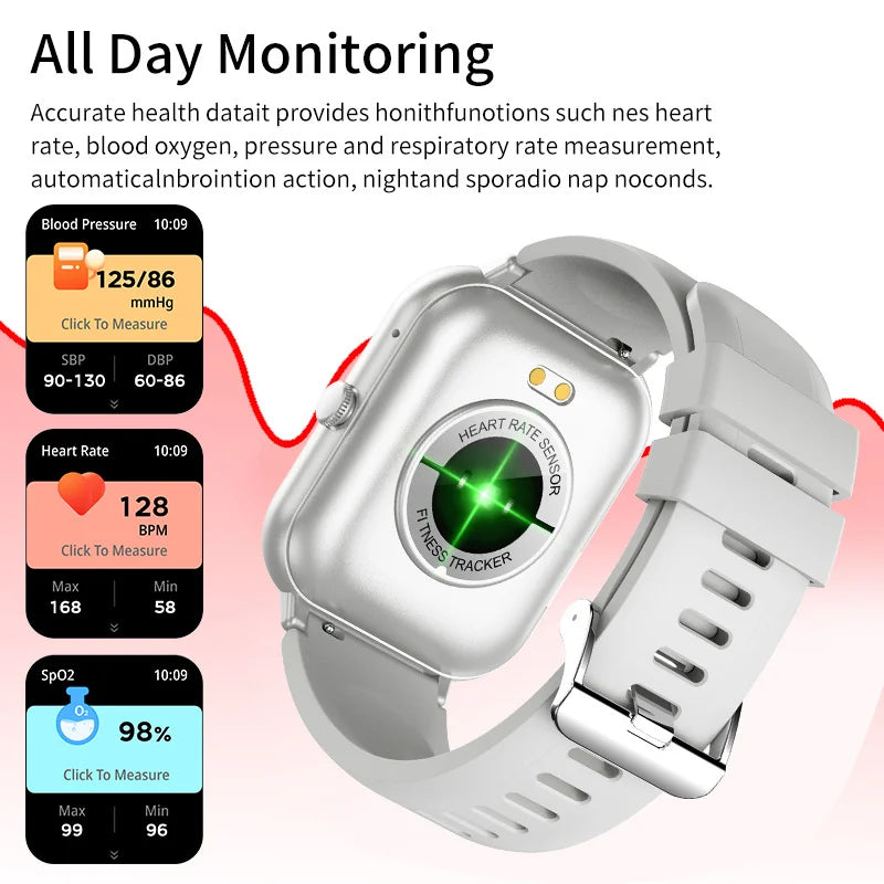 Smartwatch With Bluetooth Calling Heart Rate Blood Pressure Monitor