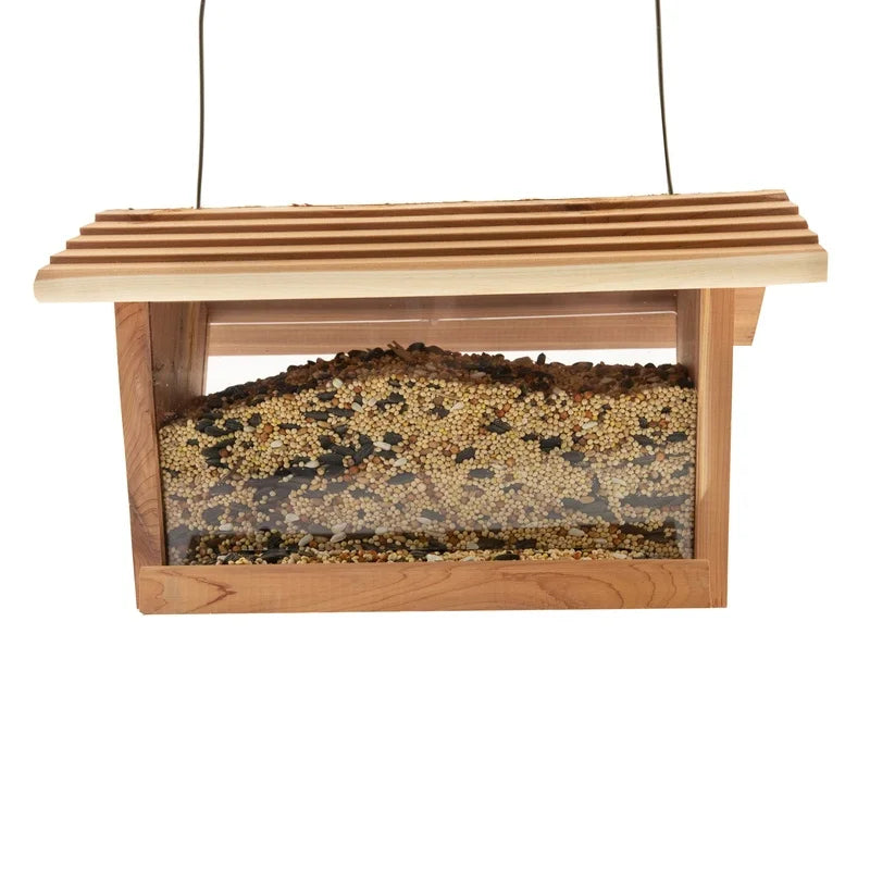 Cedar Hopper Bird Feeder Weatherproof Squirrel Proof Attracts Songbirds