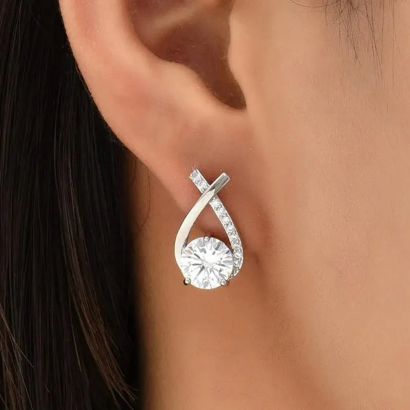 UPWORKCN Vintage Cross Stud Earrings Korean Style Crystal Fishtail