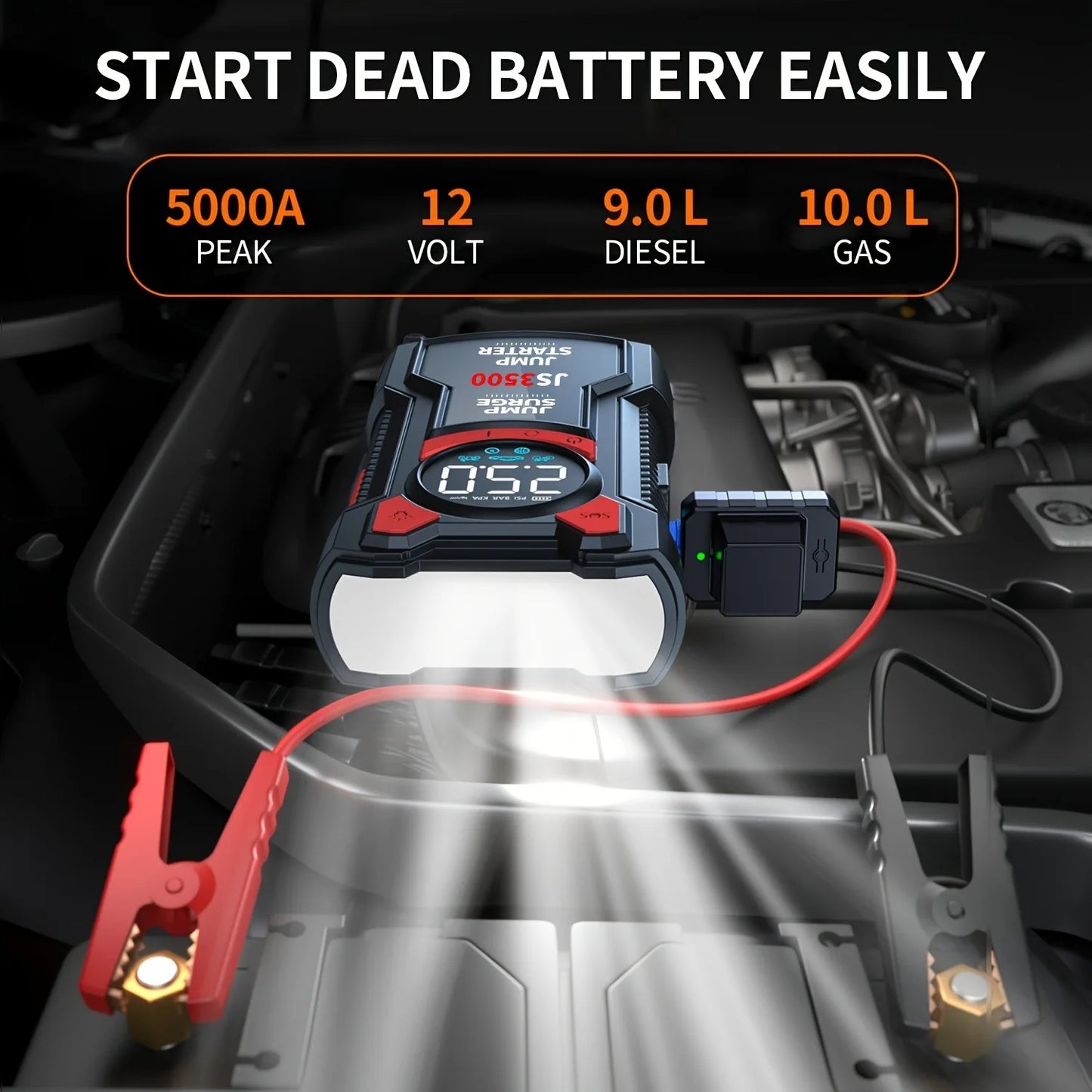 BUVAYE 5-In-1 Air Pump Jump Starter With Digital Tire Inflator