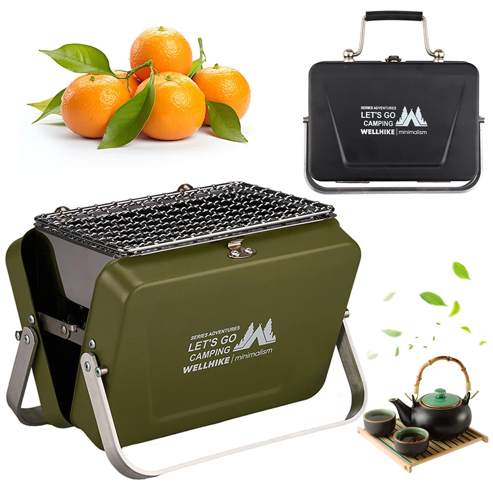Portable Camping Stove With Handle Stainless Steel Grill Outdoors