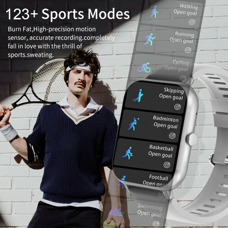 Smartwatch With Bluetooth Calling Heart Rate Blood Pressure Monitor