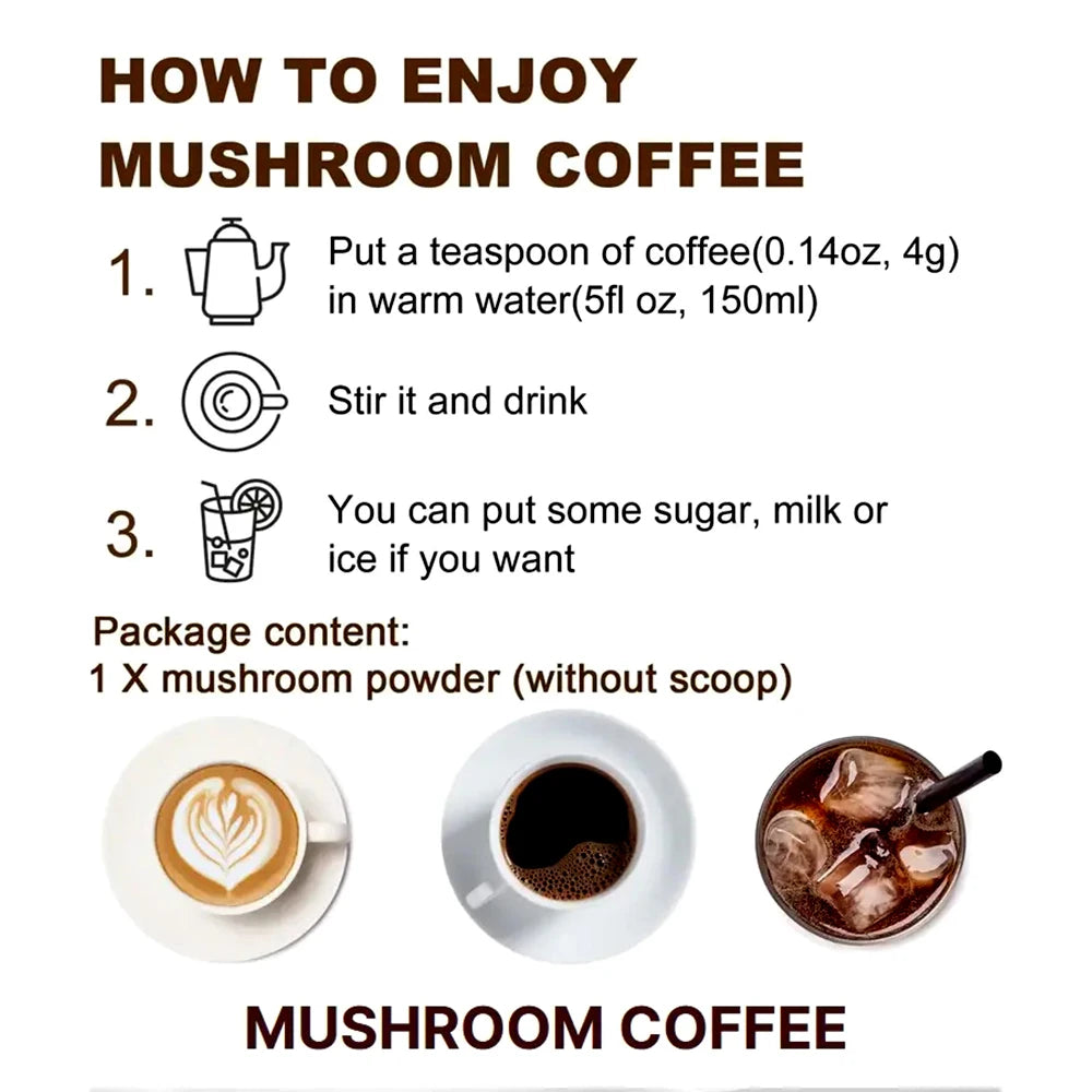 Bunkell Organic Mushroom Powder 6 in 1 for Brain Health