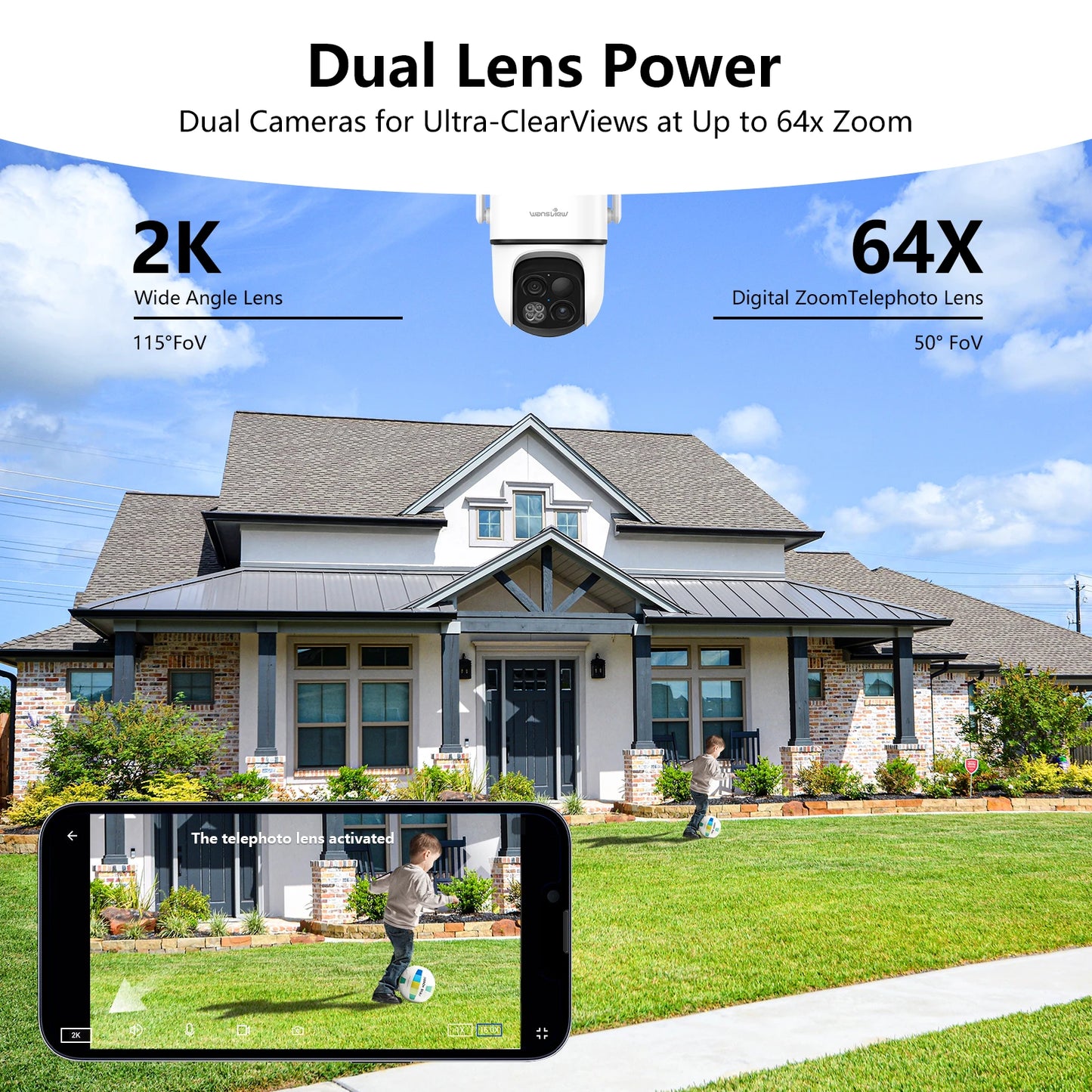 Wansview 2K Wireless Outdoor PTZ Surveillance Camera Motion Detection
