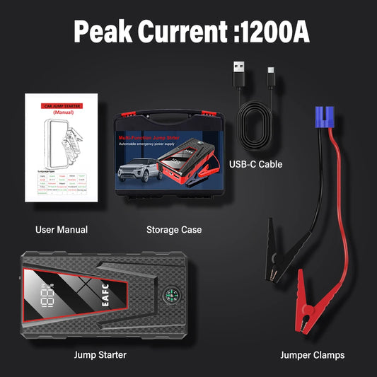 2000A/1200A/600A Car Jump Starter Power Bank Car Battery Booster Charger 12V Starting Device Petrol Diesel-Car Starter Buster