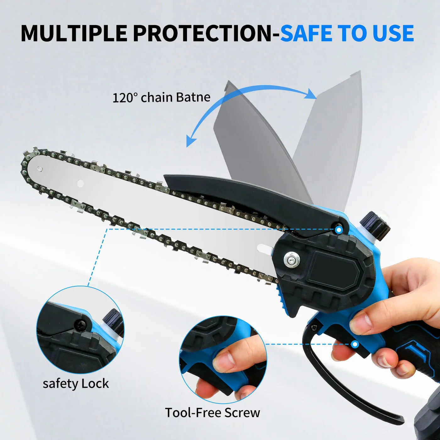 Cordless Chainsaw Electric 20V With 2 Batteries And 3 Chains