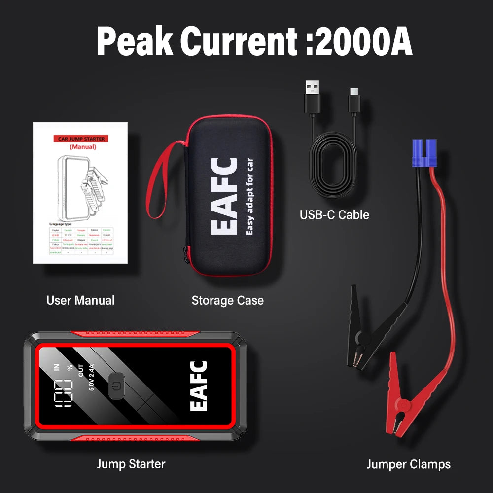 2000A/1200A/600A Car Jump Starter Power Bank Car Battery Booster Charger 12V Starting Device Petrol Diesel-Car Starter Buster