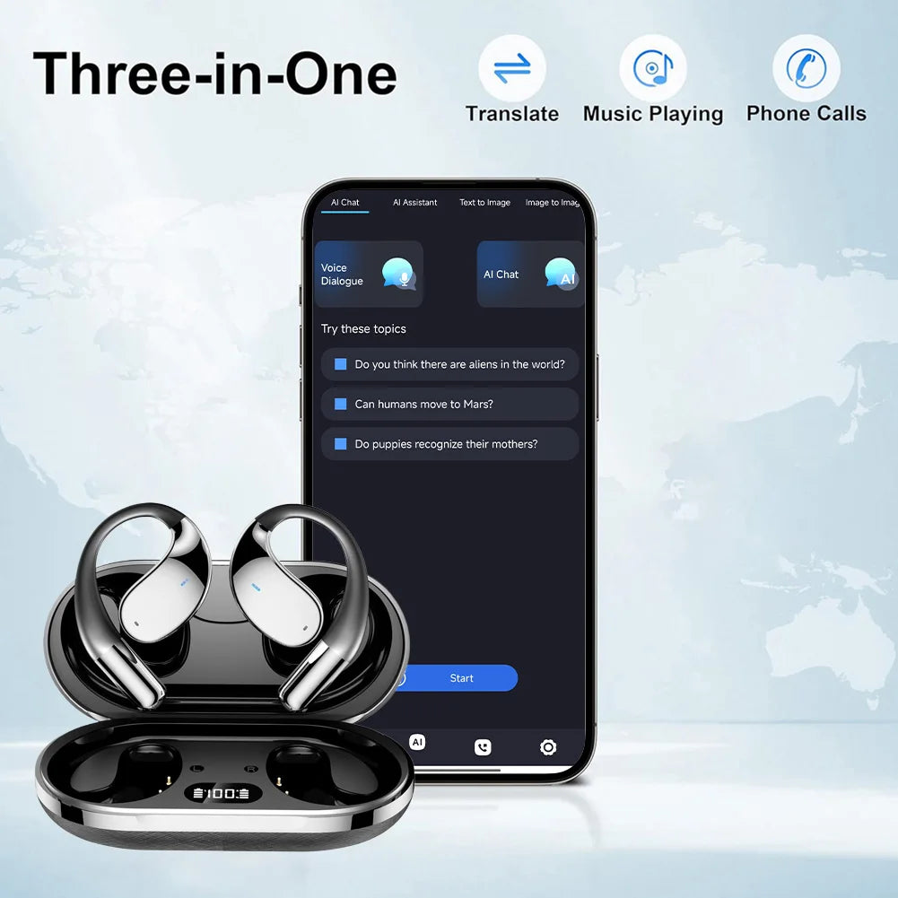 ANENG 3-In-1 AI Translator Earbuds Real-Time Translation Device