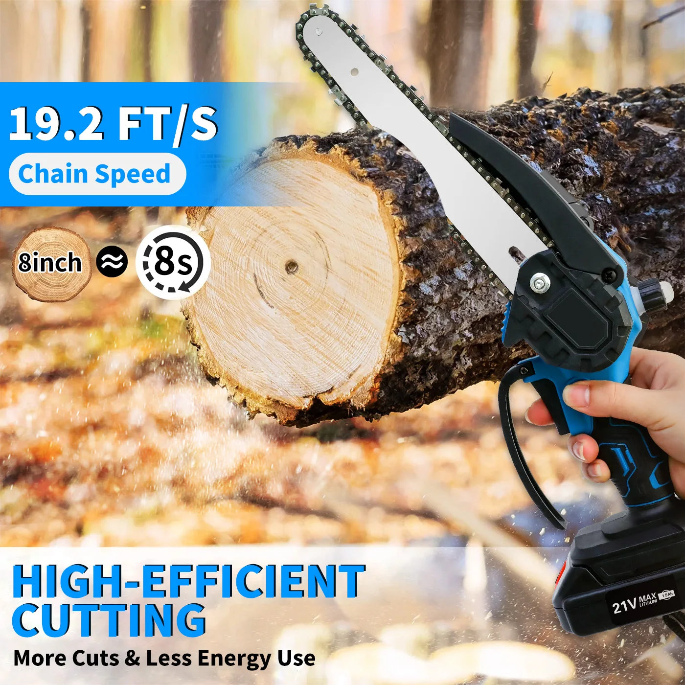 Cordless Chainsaw Electric 20V With 2 Batteries And 3 Chains