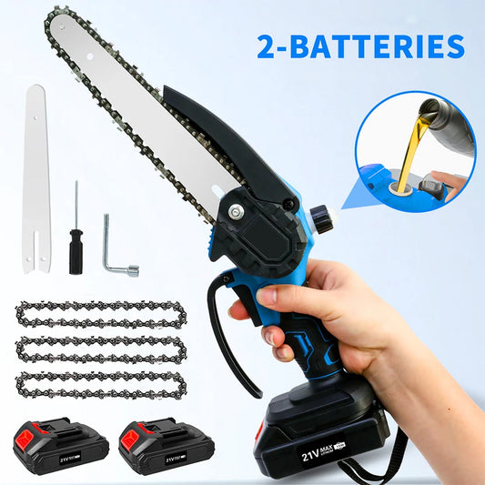 Cordless Chainsaw Electric 20V With 2 Batteries And 3 Chains