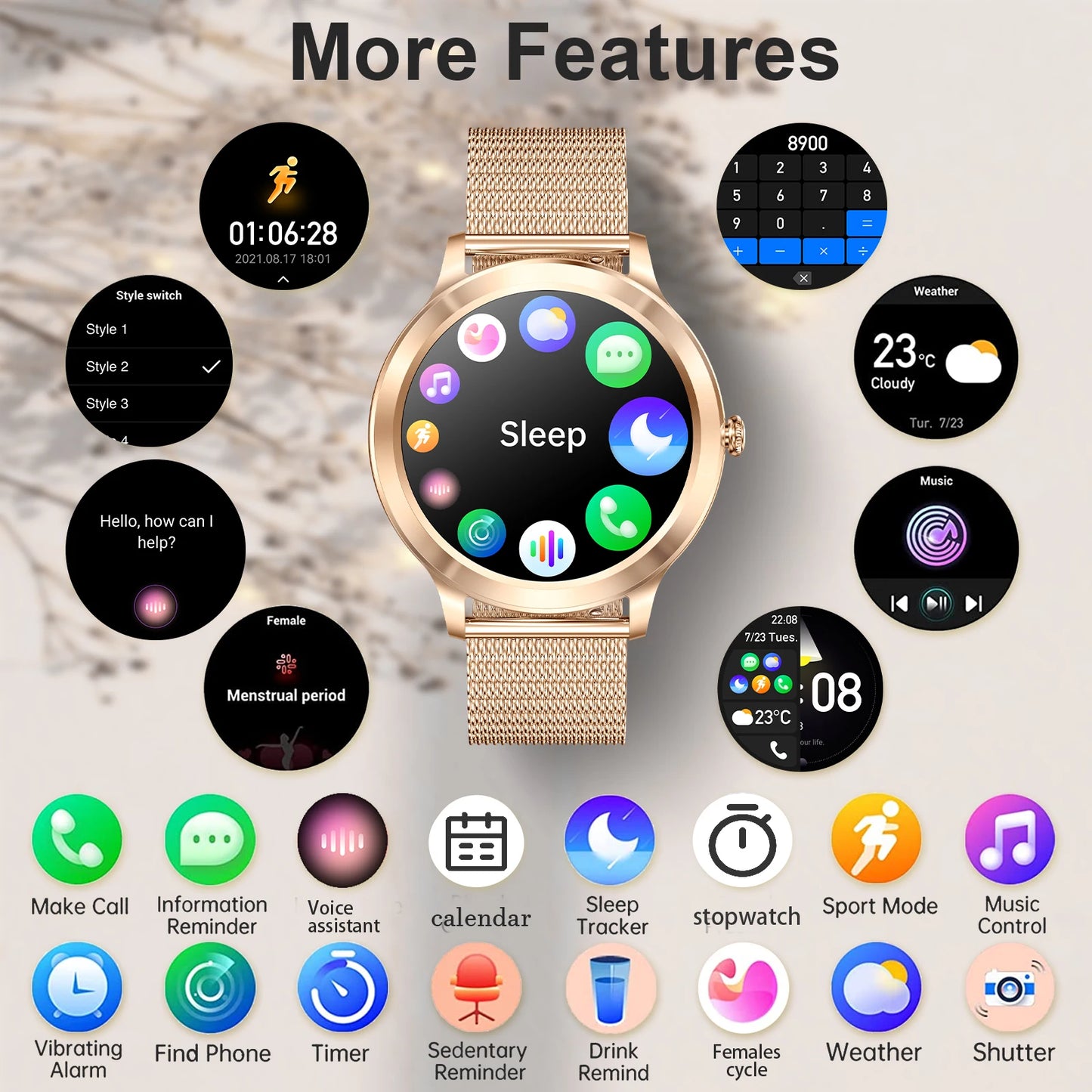 INNOFOVO Touchscreen Smartwatch With Extra Long Battery And Alerts