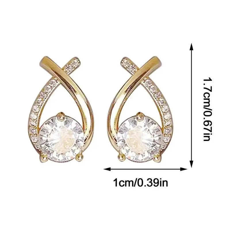 UPWORKCN Vintage Cross Stud Earrings Korean Style Crystal Fishtail