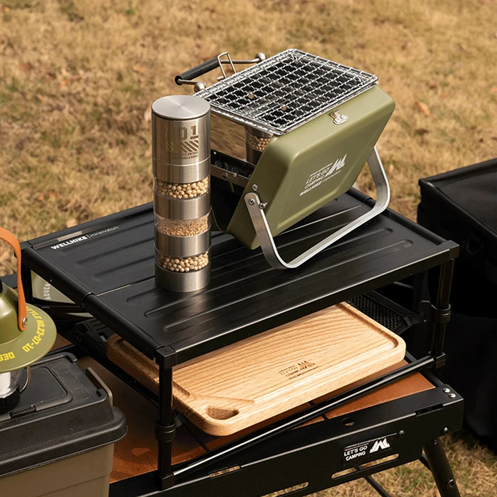 Portable Camping Stove With Handle Stainless Steel Grill Outdoors