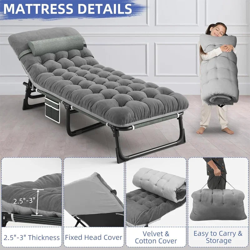 Snozeflex Camping Cot With Mattress Four Position Folding Bed