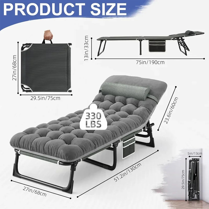 Snozeflex Camping Cot With Mattress Four Position Folding Bed