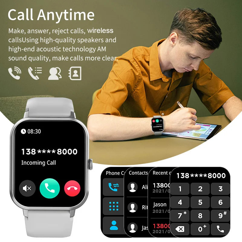 Smartwatch With Bluetooth Calling Heart Rate Blood Pressure Monitor
